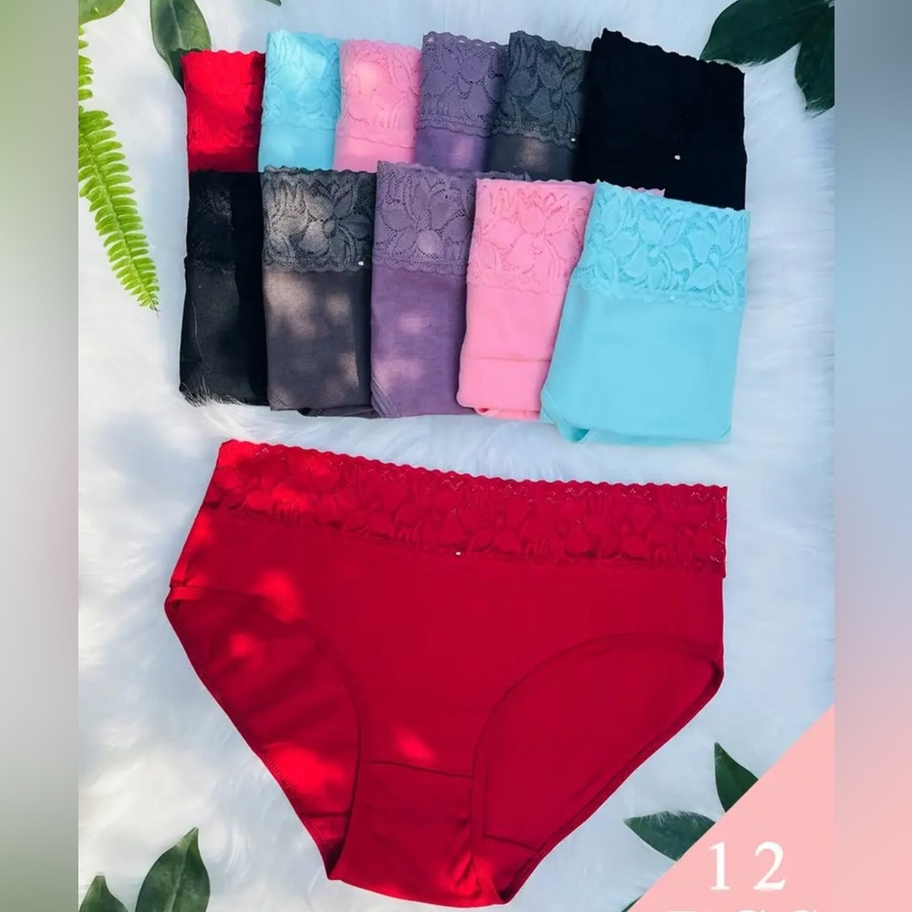 New 12pcs Women'S Solid Color Lace Sexy Panties